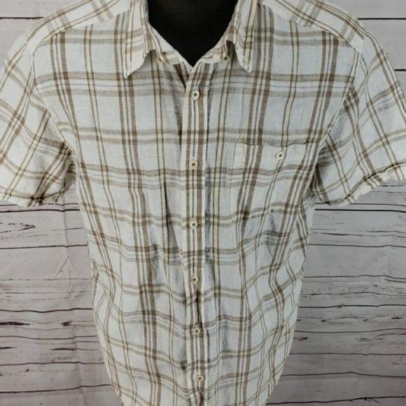 Madison Men's Relaxed Linen Button Down‎ Short Sleeve Shirt Size Large - Picture 3 of 6